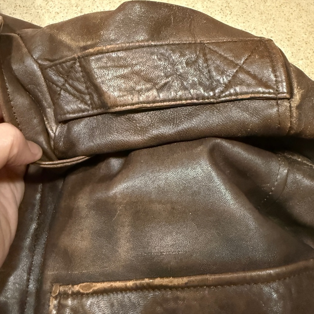 Vintage 1980s Brown Leather Bomber Jacket | Top Gun Aviator | Size 38 - Picture 13 of 15